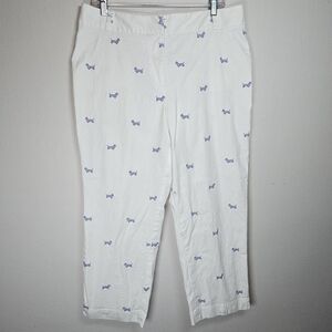 Talbots Women's Heritage Embroidered Dog Print Pocket Pants Cropped 14 Classic